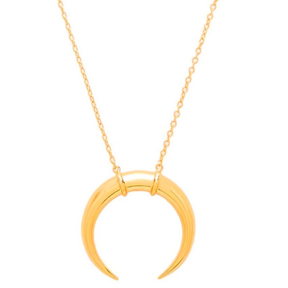 GORGANA Large Horn Necklace Gold Plated Cayne Crescent Semi-Circle Cresent
